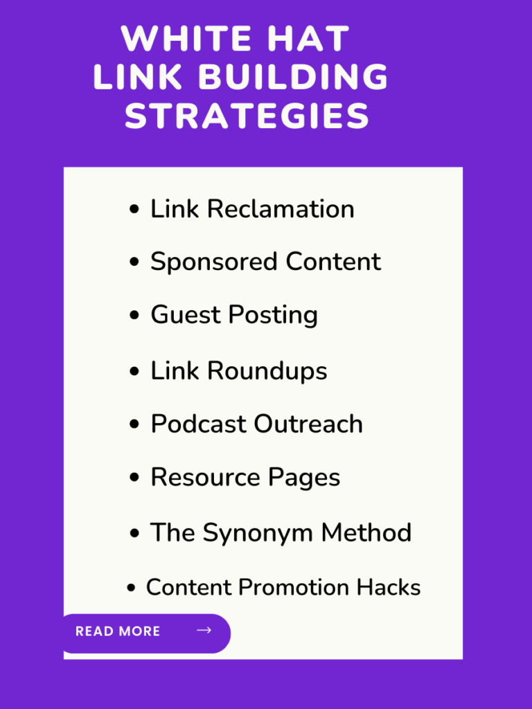 in this infographic white hat link building strategies are being discussed